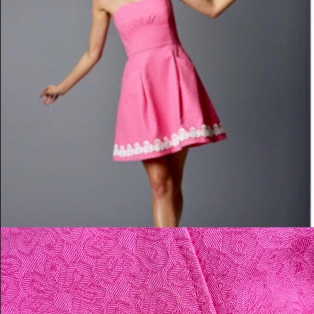 Lilly Pulitzer hot pink dress with white trim